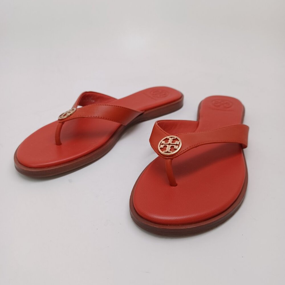 Tory Burch Sandals Rust Leather Thong Flip Flops Womens 6M - Picture 7 of 12